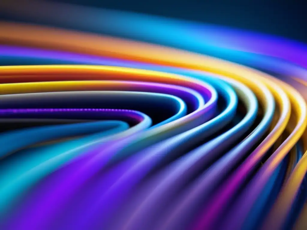 Innovaciones redefiniendo fibra óptica: avance tecnológico en cable de fibra óptica con colores vibrantes y patrón entrelazado