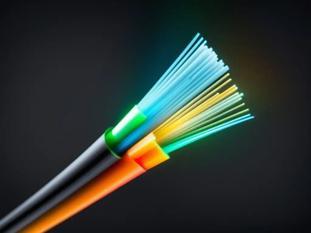 Beneficios fibra óptica: cable elegante, diseño intrincado, transmisión eficiente, colores vibrantes