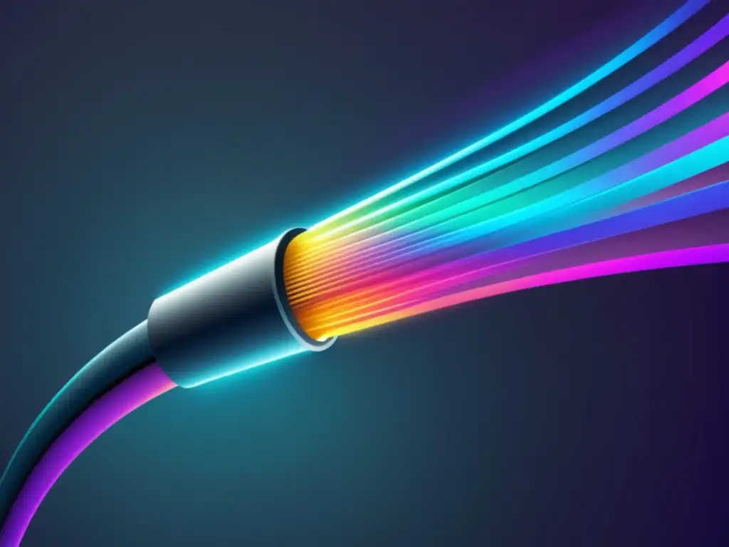 Importancia educación óptica fibra: ilustración moderna de cable de fibra óptica con diseño intrincado y tecnología avanzada