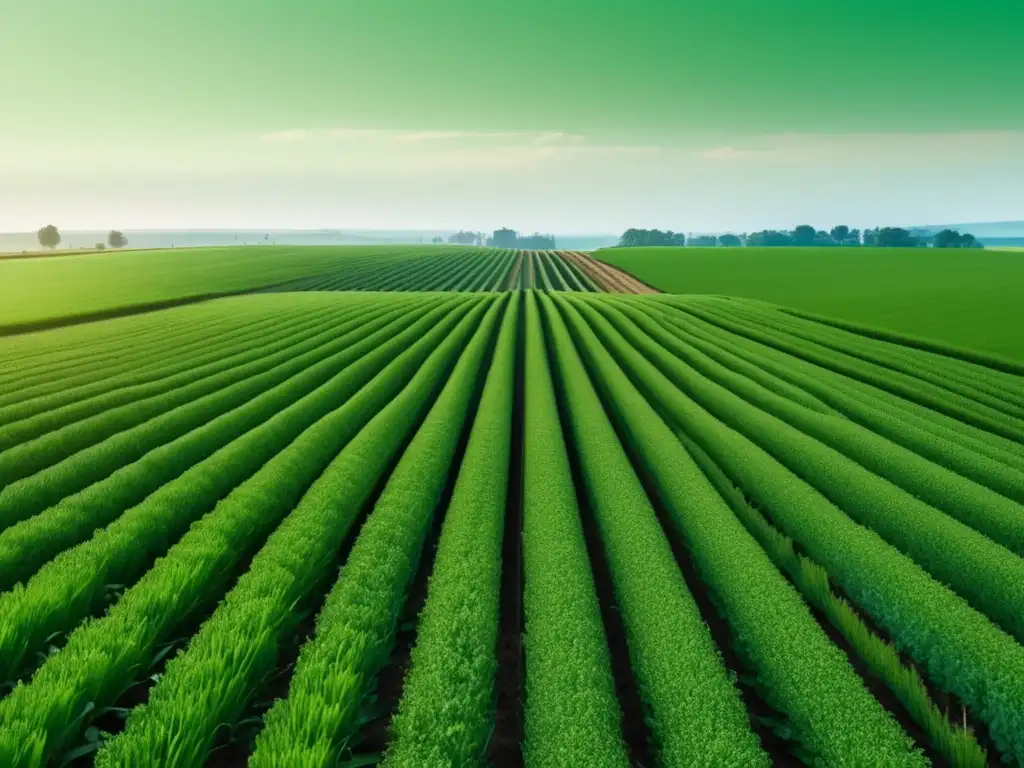 Ventajas de la fibra óptica en agricultura: campo de cultivos verdes y modernos, sensores ópticos integrados y cables de fibra óptica