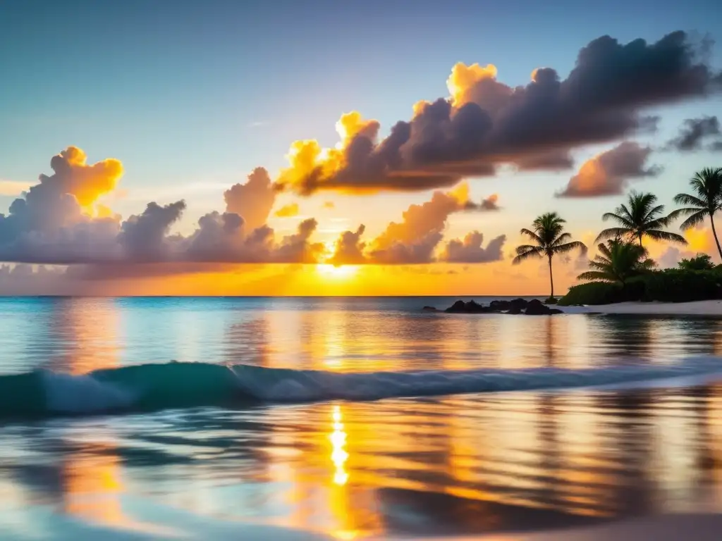 Impacto Fibra Óptica Caribe: Atardecer vibrante y sereno en el mar Caribe