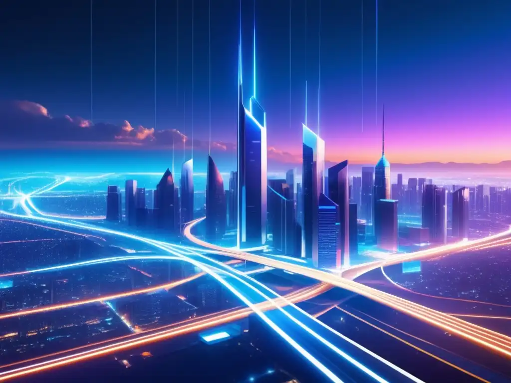 Futurista ciudad conectada por fibra óptica: Importancia de la fibra óptica en IoT