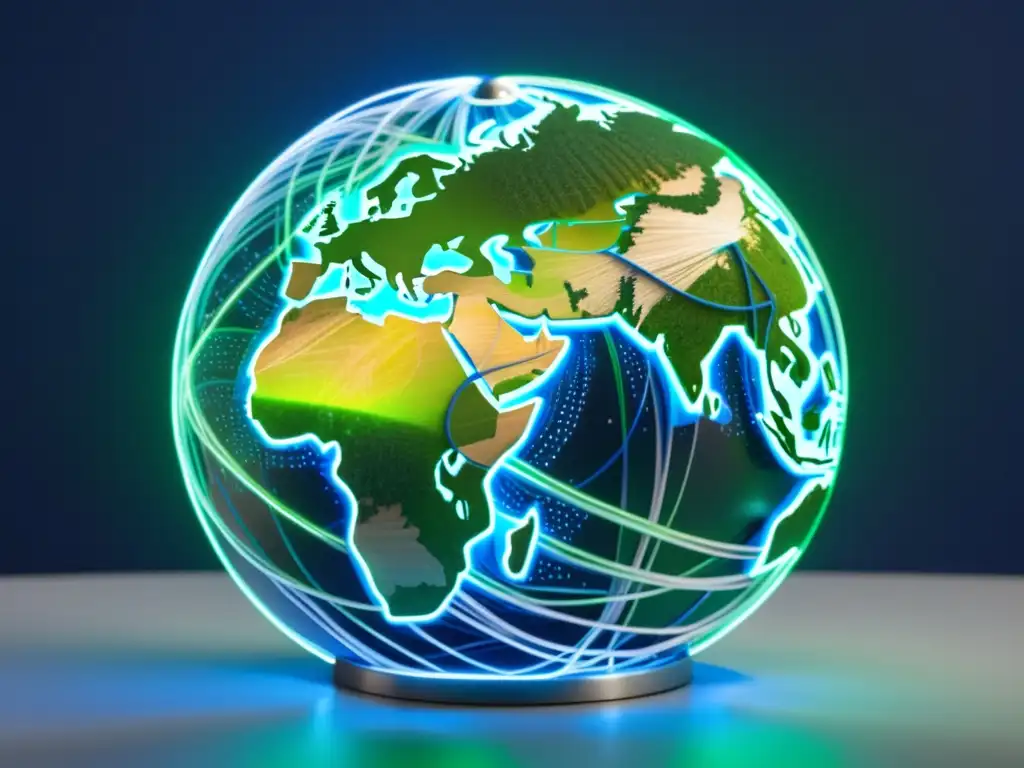 Globo de fibra óptica que representa la brecha digital en acceso igualitario a internet
