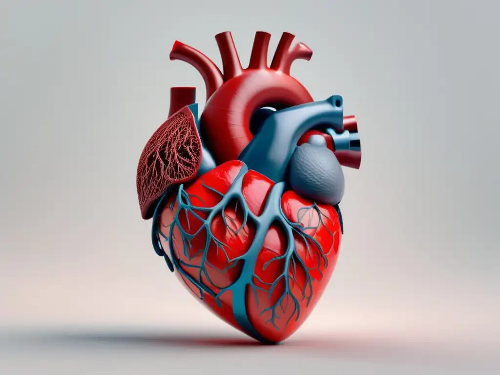 Corazón humano parcialmente disecado con fibras ópticas, simbolizando la fusión entre tecnología y medicina