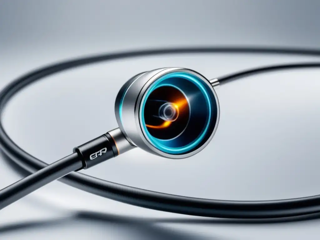 Endoscopio de fibra óptica moderno y detallado Imagen: Endoscopio con cables de fibra óptica - Utilizando la fibra óptica en el diagnóstico médico