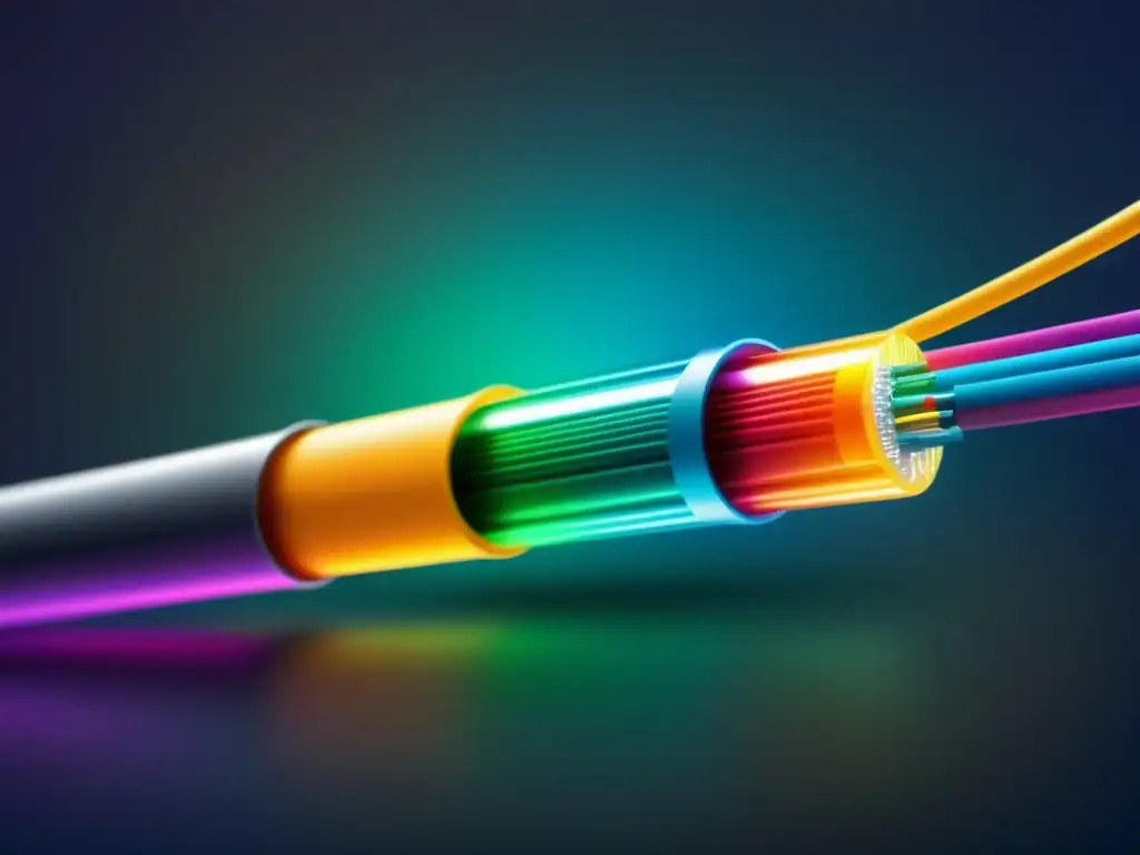 Cable de fibra óptica organizado y colorido Impacto fibra óptica en comunicación global