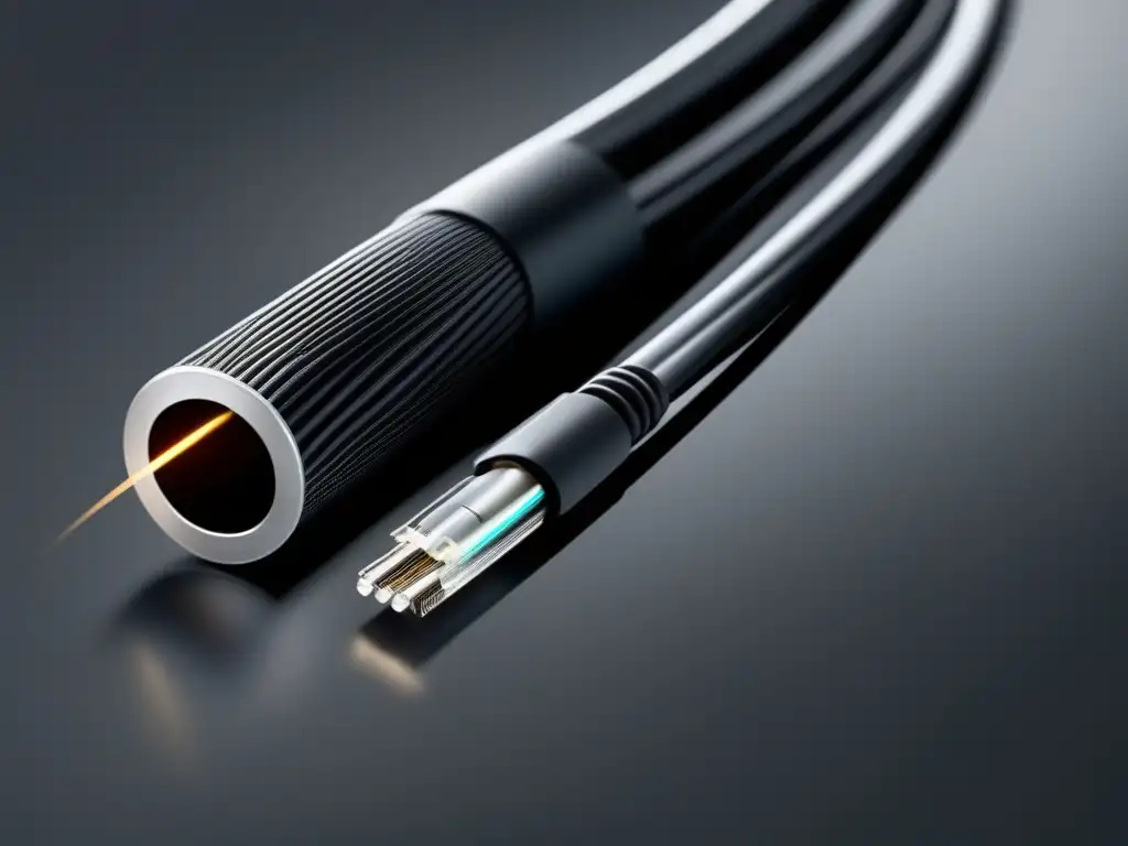 Cable de fibra óptica negro enroscado Beneficios de la fibra óptica en señales HD