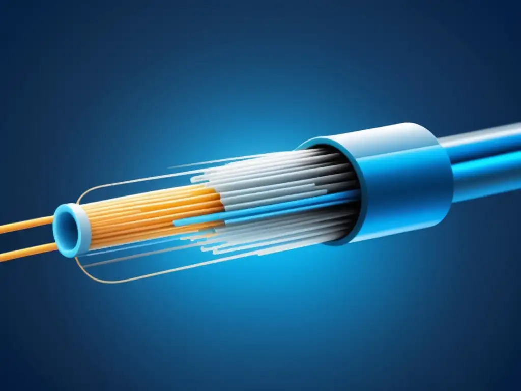 Beneficios de la fibra óptica en la conectividad global: imagen de cable de fibra óptica azul con detalles intrincados