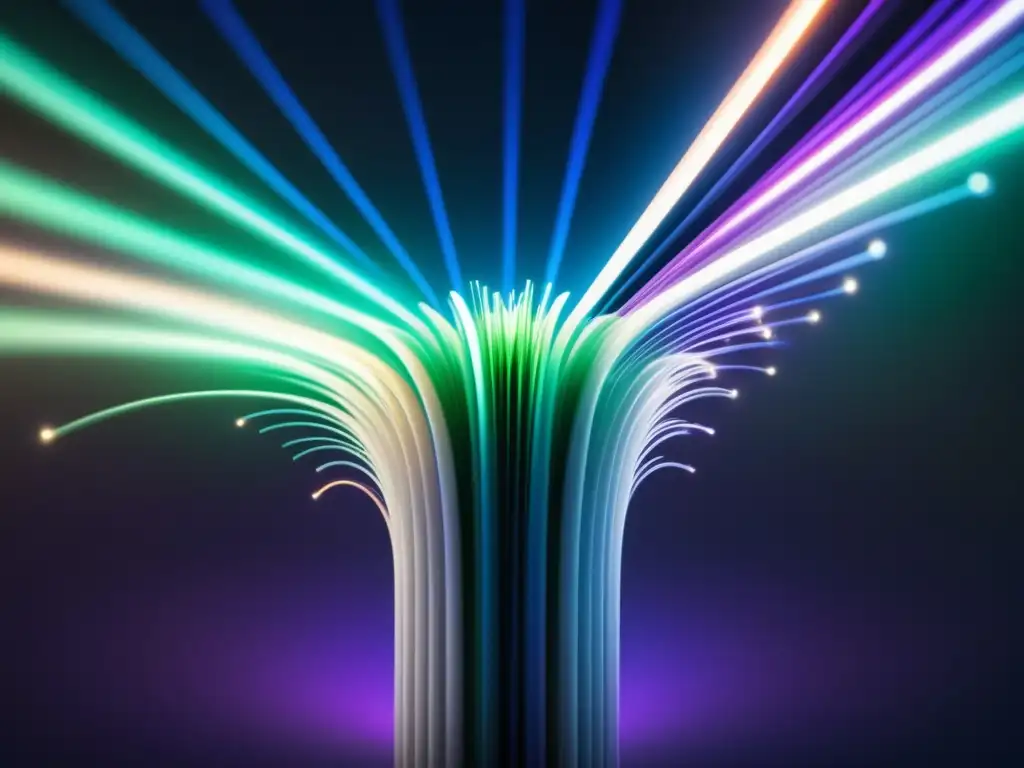 Tecnología de transmisión en fibra óptica: cable de luz vibrante y elegante, símbolo de innovación y profesionalismo