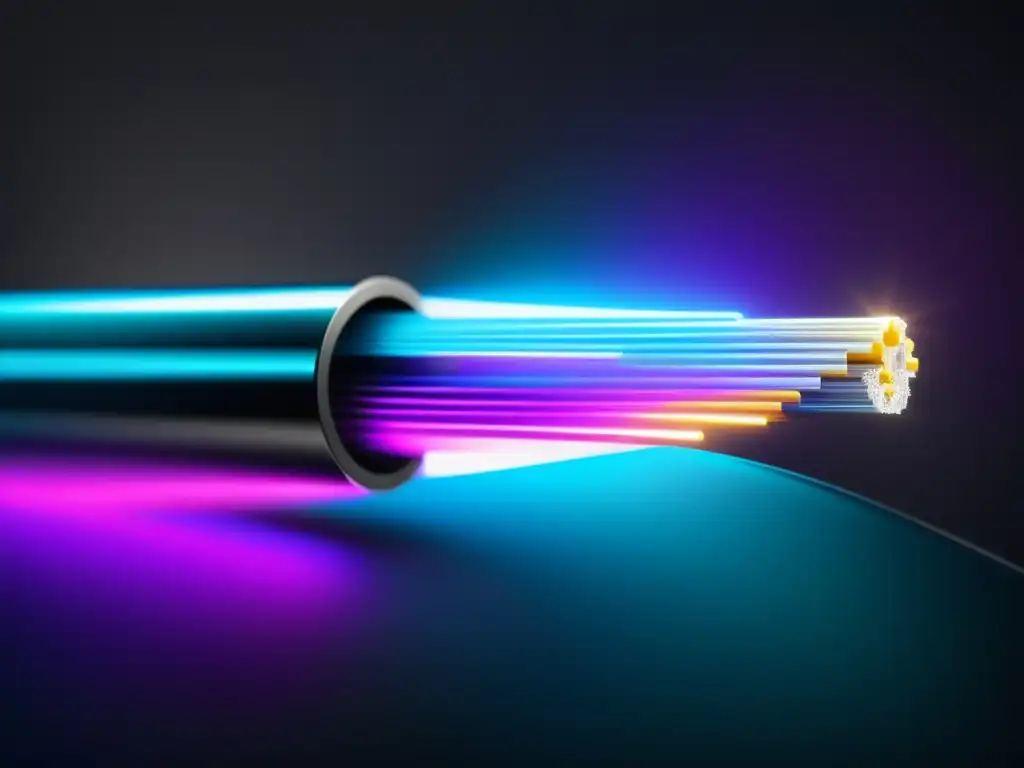 Beneficios fibra óptica en comunicación global: imagen 8k detallada captura esencia de tecnología fiberoptica