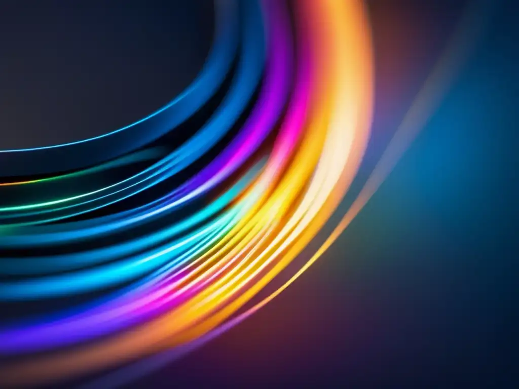 Fibra óptica: Belleza y tecnología avanzada Importancia de la fibra óptica: Imagen elegante y minimalista que muestra la belleza intrincada de los cables de fibra óptica