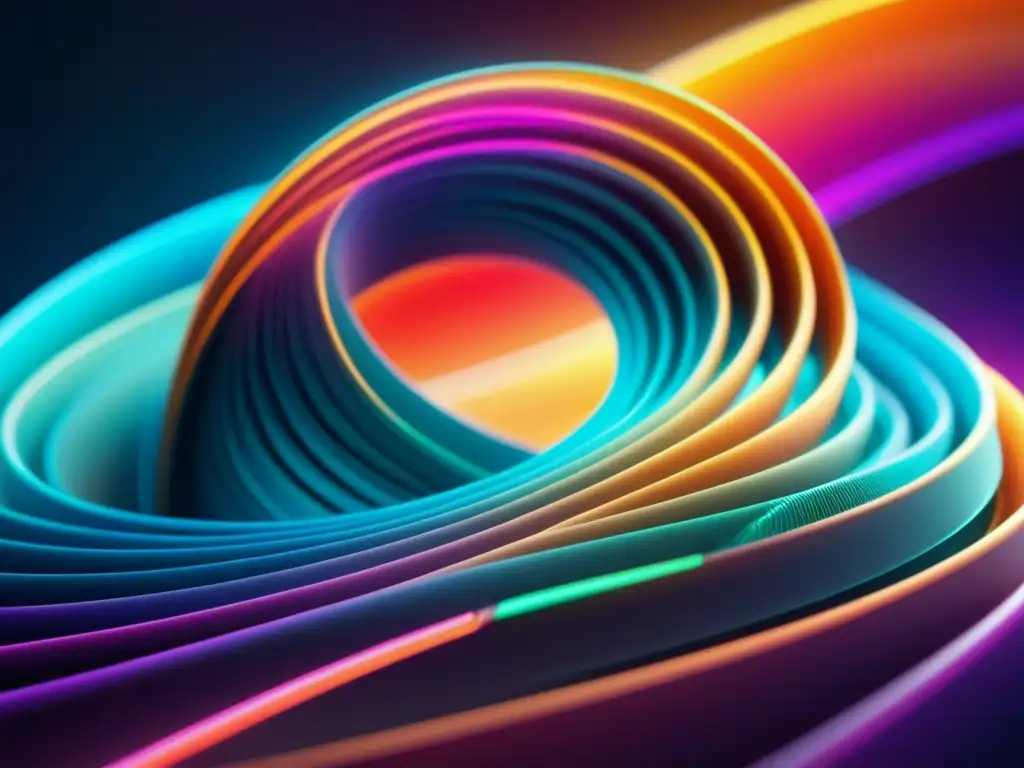 Beneficios de la fibra óptica en salud: imagen impactante con cable de fibra óptica curvándose y brillantes colores abstractos