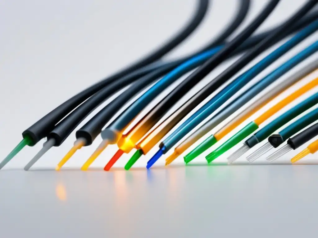 Procesos de transmisión en fibra óptica: Elegante cable de fibra óptica con múltiples haces de luz