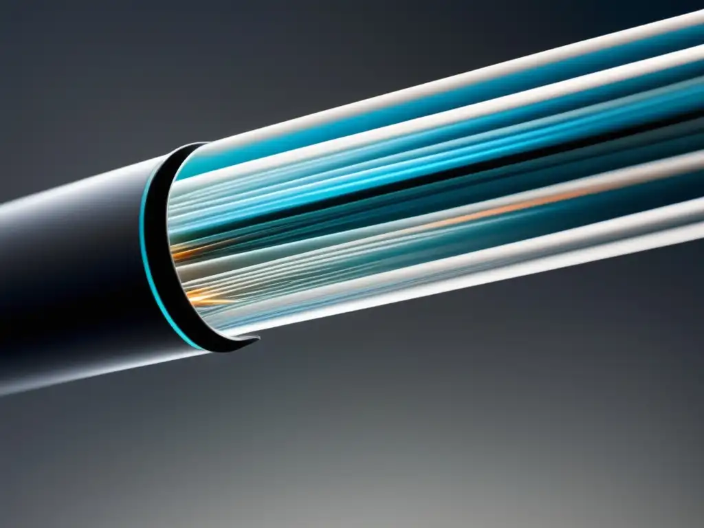 Tecnología de fibra óptica revolucionaria: cable transparente con delicadas fibras de vidrio, orden y eficiencia en una imagen de alta resolución