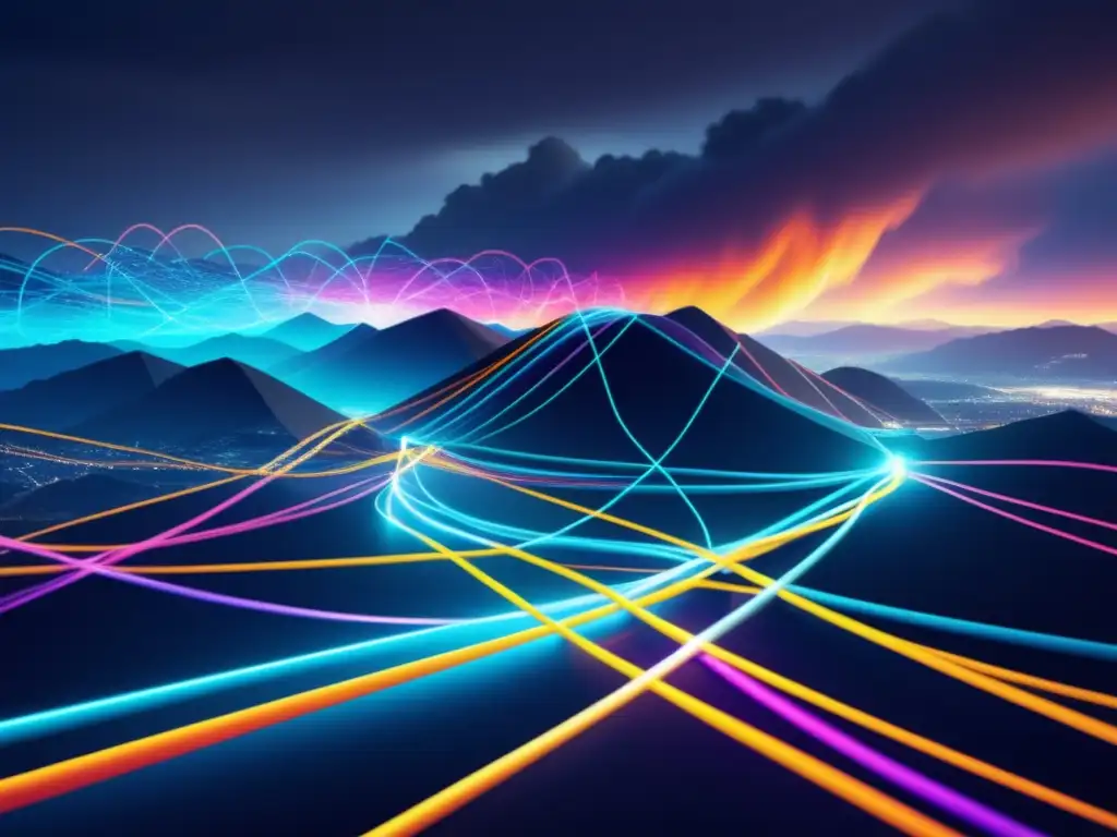 Red de cables ópticos y desafíos éticos Impacto de la fibra óptica en la desinformación: red de cables infinita, minimalista, vibrante y amenazada por la desinformación