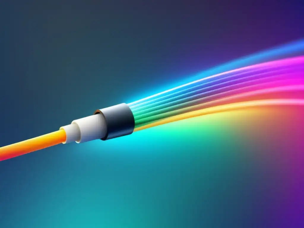 Beneficios de la fibra óptica en telecomunicaciones: cable moderno y eficiente con colores vibrantes