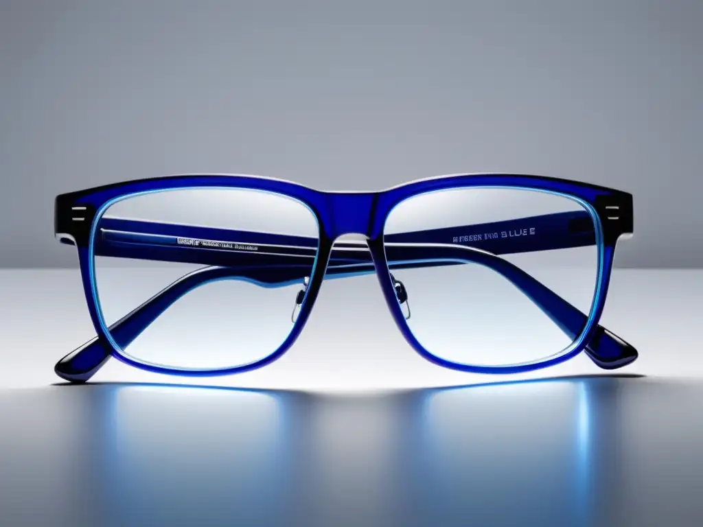 Beneficios de la luz azul para la salud ocular: elegantes gafas azules con brillo y luz suave