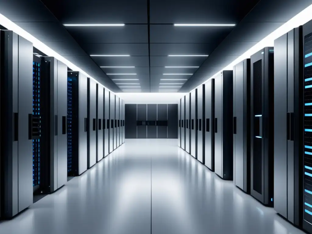 Ventajas Data Centers Fibra Óptica: Moderno, eficiente y profesional centro de datos con equipos de red avanzados y organización impecable