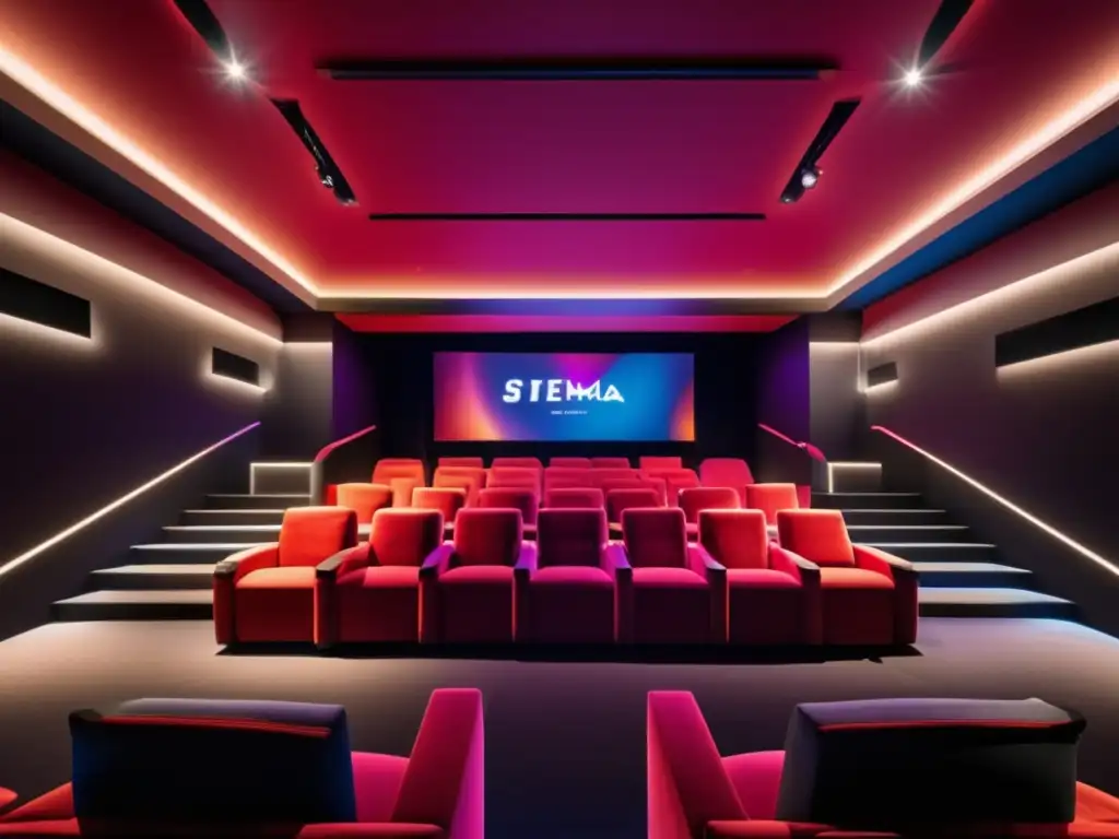 Sala de cine de última generación, con diseño moderno y estética minimalista