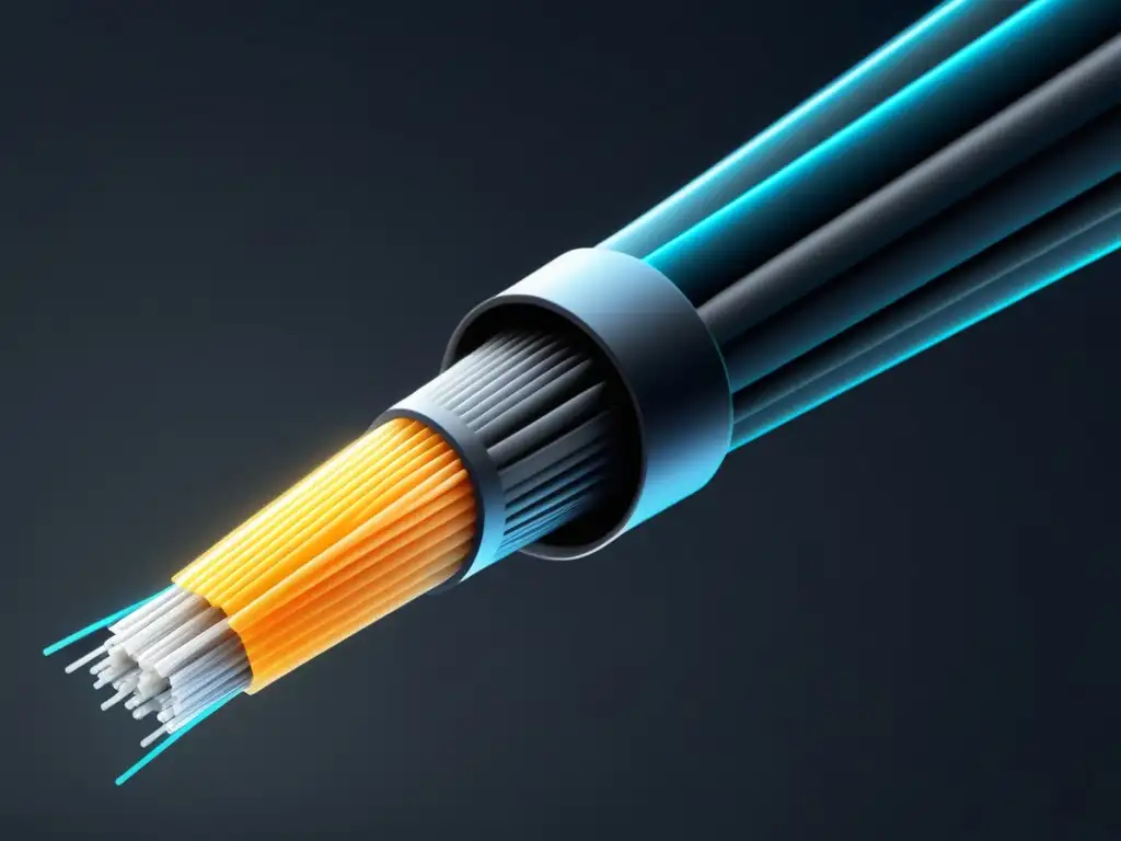 Importancia estándares seguridad fibra óptica: cable de fibra óptica moderno y minimalista, transmitiendo datos con precisión y seguridad