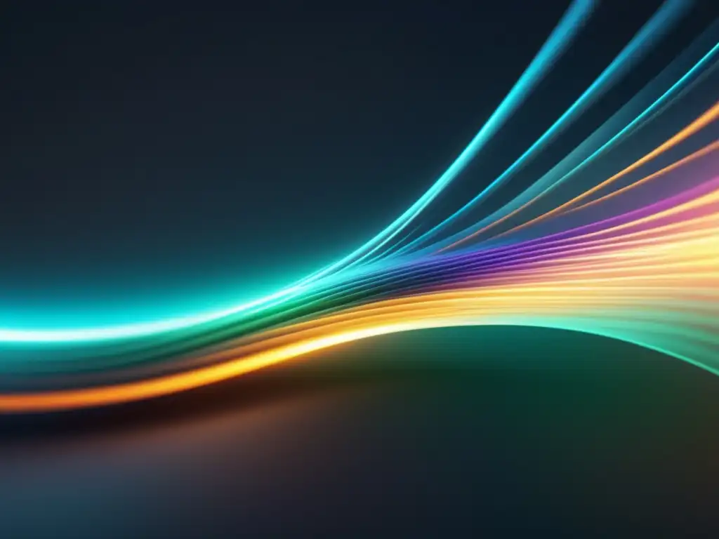 Beneficios de la fibra óptica en ciberseguridad: cable futurista con colores vibrantes y transmisión de datos