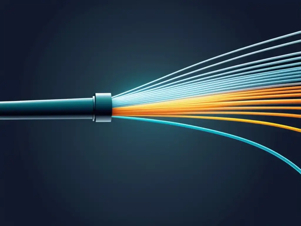 Ilustración moderna y minimalista de cable de fibra óptica, resaltando los estándares de seguridad en redes