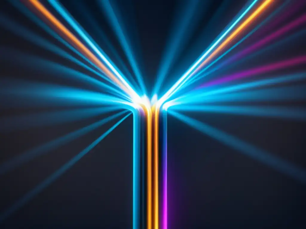 Cable de fibra óptica iluminado Importancia económica de la fibra óptica: imagen 8k detallada de un cable moderno y minimalista con luz vibrante
