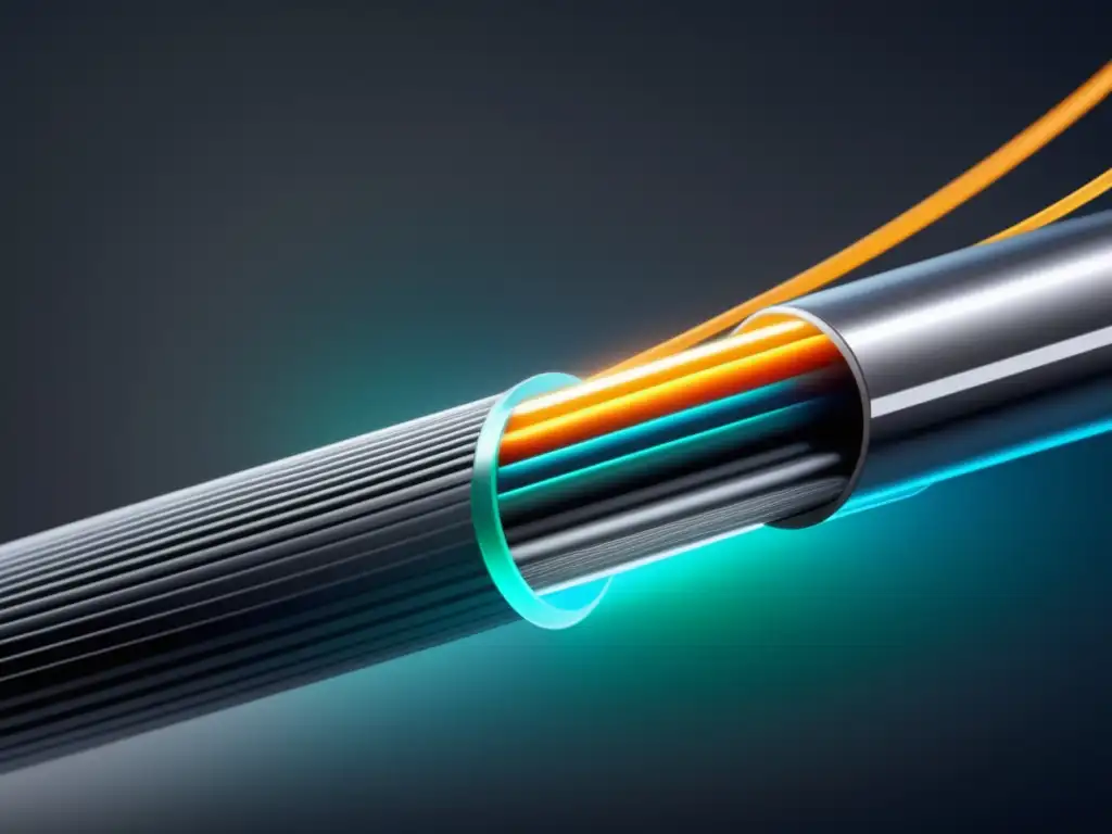 Tendencias diseño fibra óptica: Cable de fibra óptica de diseño minimalista y vanguardista, resaltando su tecnología e innovación