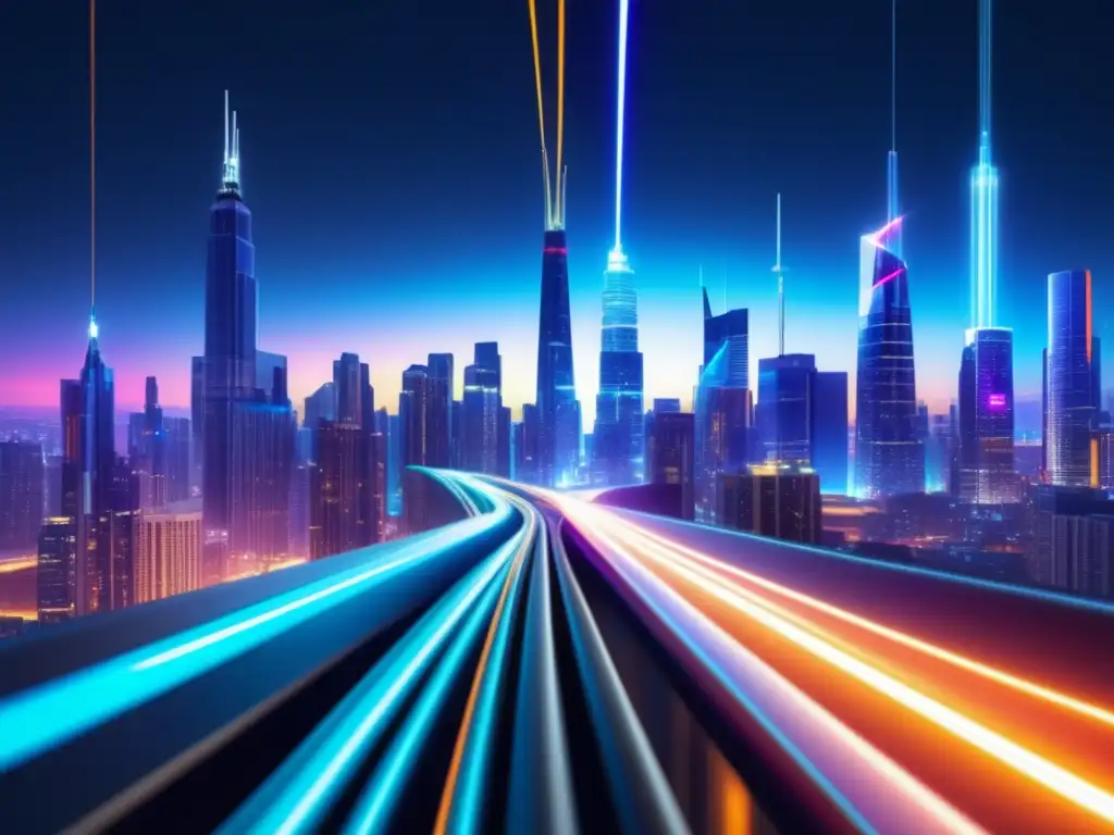 Instalación de fibra óptica en ciudad futurista - Impacto fibra óptica tecnología global
