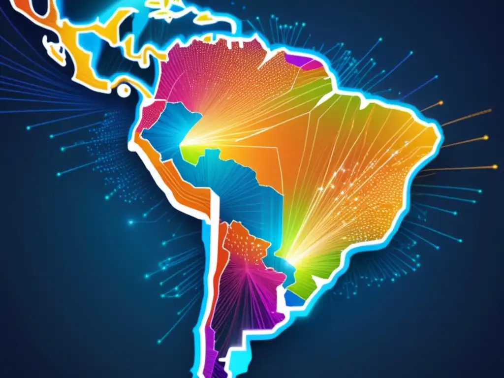 Futuro fibra óptica América Sur: mapa destacando cables interconectados y progreso tecnológico