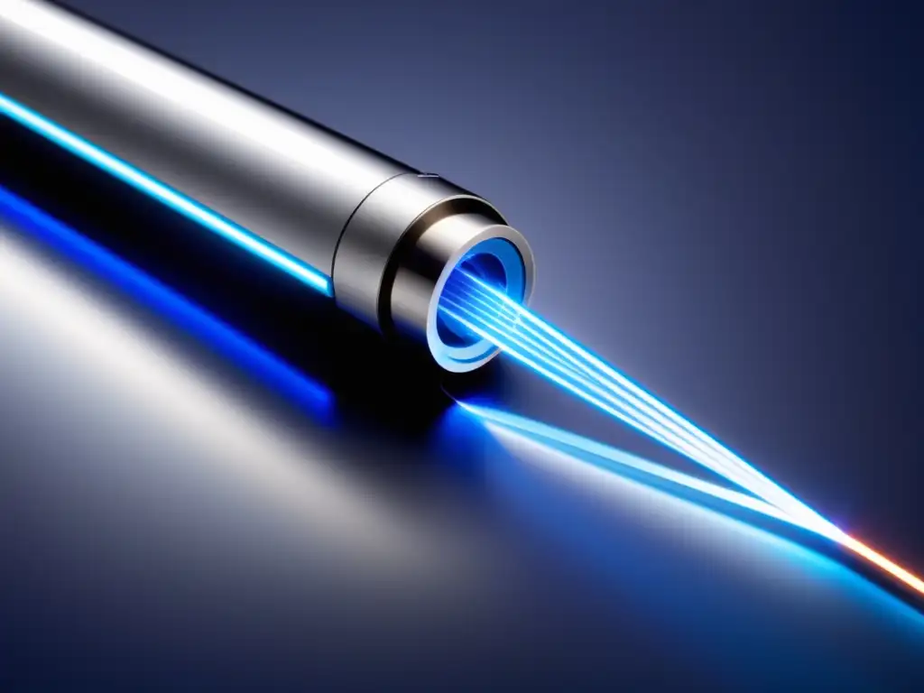 Avances en terapia láser con fibra óptica: Máquina moderna y elegante con cable iluminado en azul