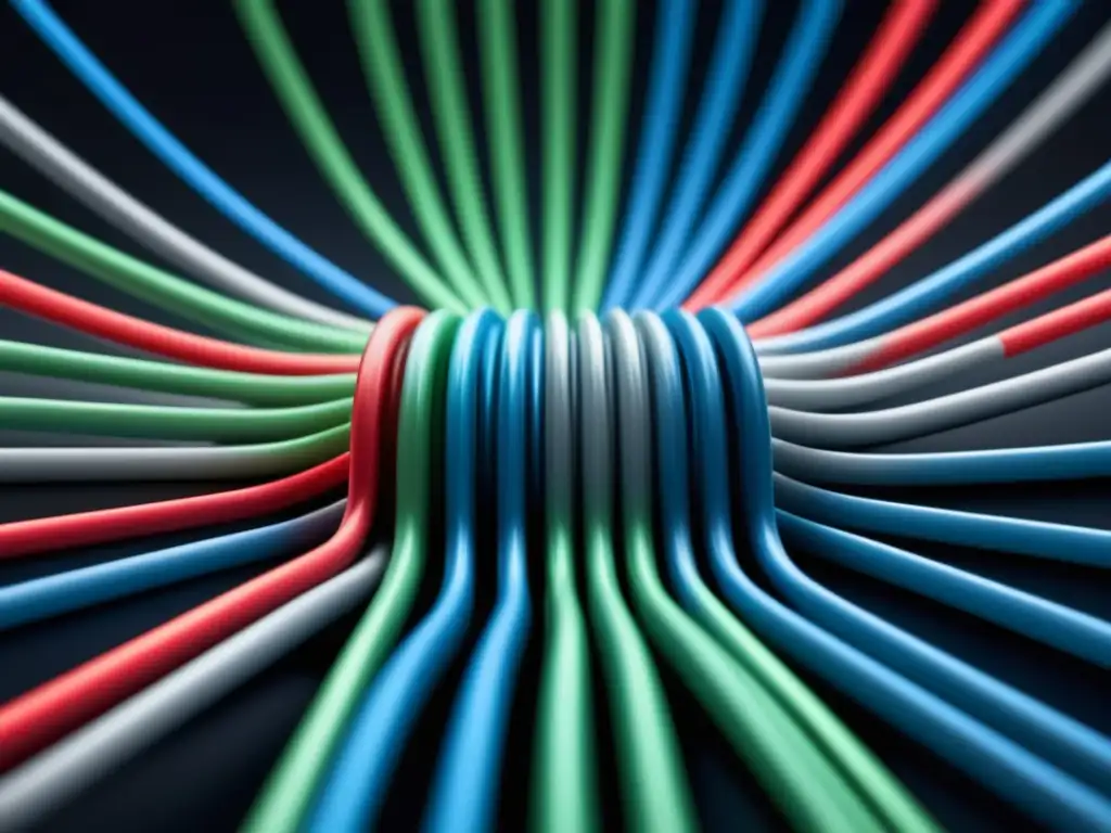 Red de cables de fibra óptica, símbolo de conectividad y modernidad