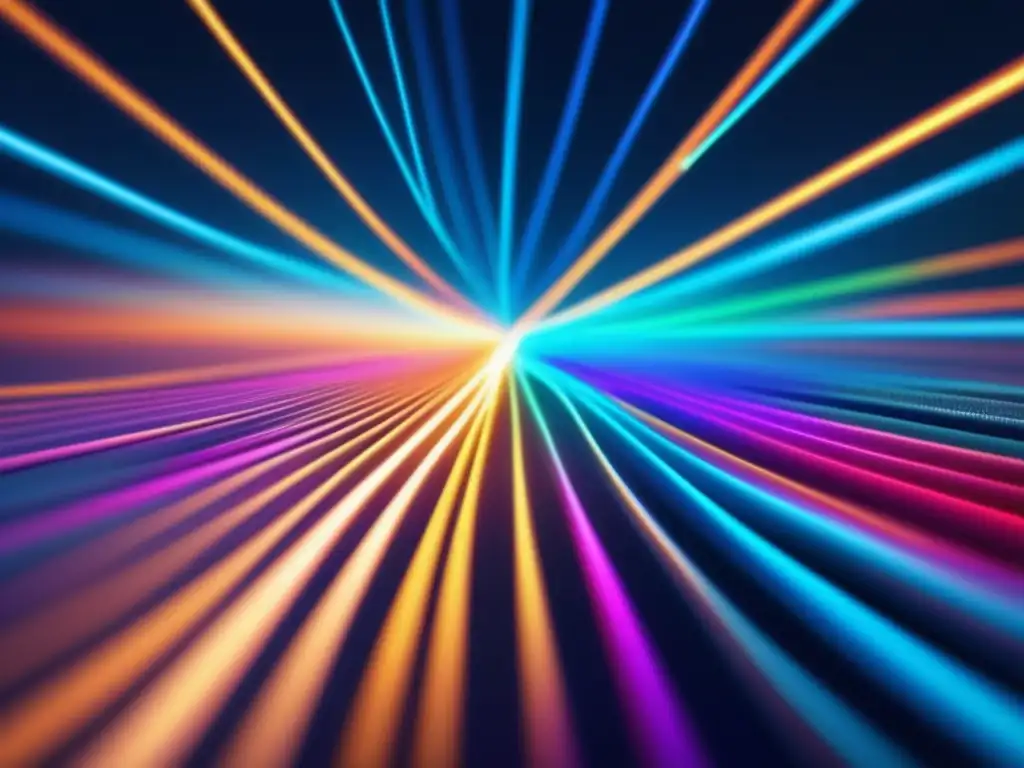 Red de fibra óptica brillante y conectada Beneficios ocultos de la fibra óptica: red vibrante y eficiente con cables luminosos y moderno fondo minimalista