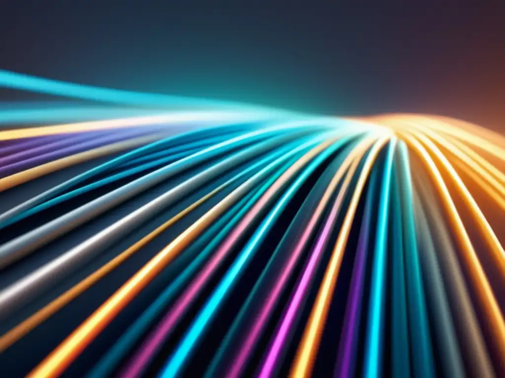 Fibras ópticas modernas y minimalistas Fibra óptica: Red minimalista y futurista de cables con ventajas tecnológicas