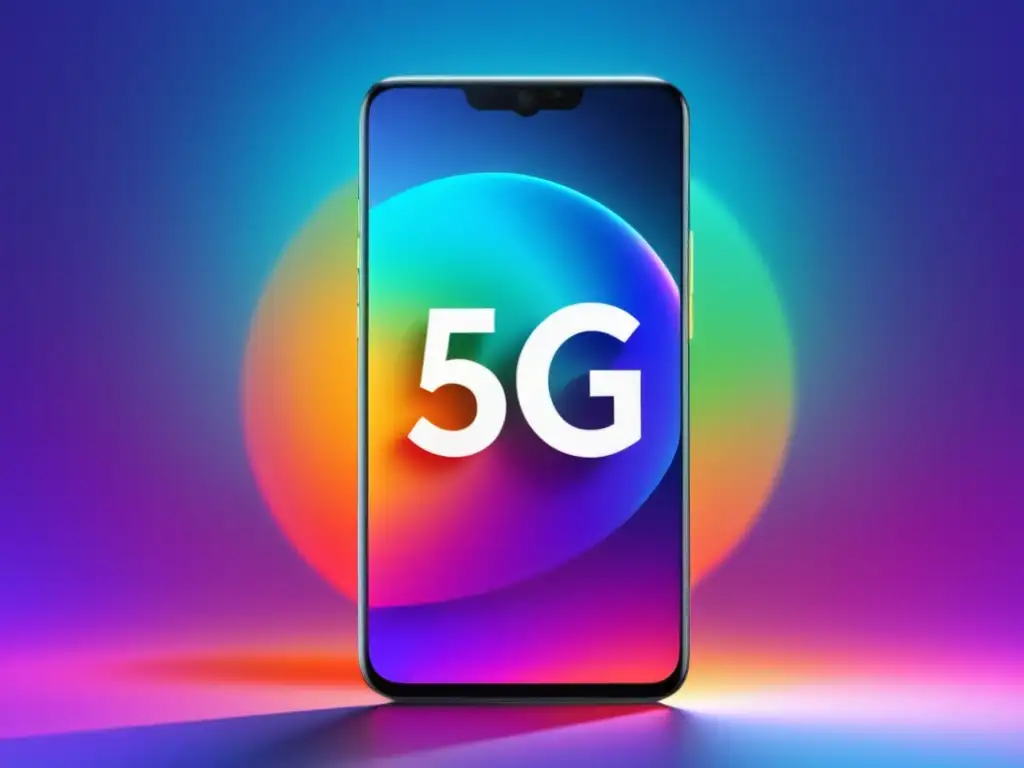 Beneficios de la fibra óptica en el 5G: Smartphone moderno con símbolo 5G, conexión rápida y eficiente